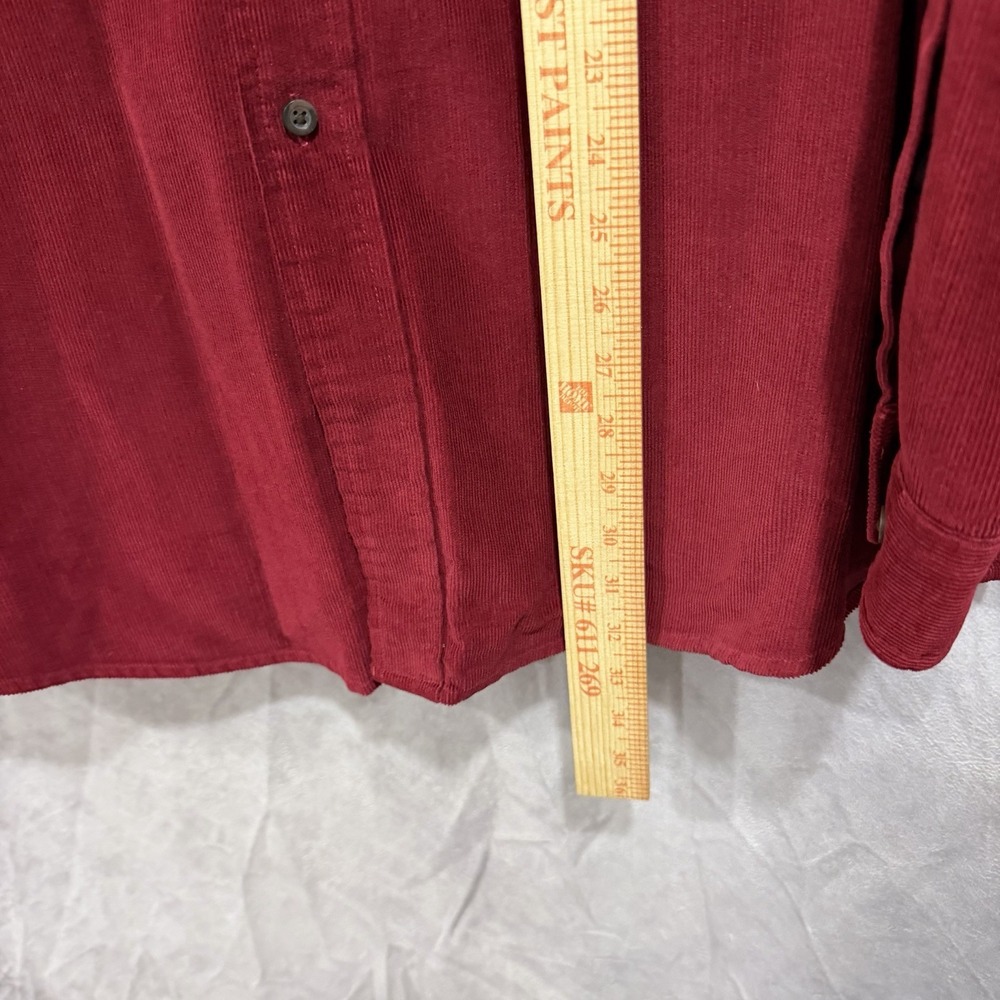 Vintage LL Bean Corduroy Long Sleeve XL Dark Red Long Sleeve Button Shirt - Picture 5 of 8
